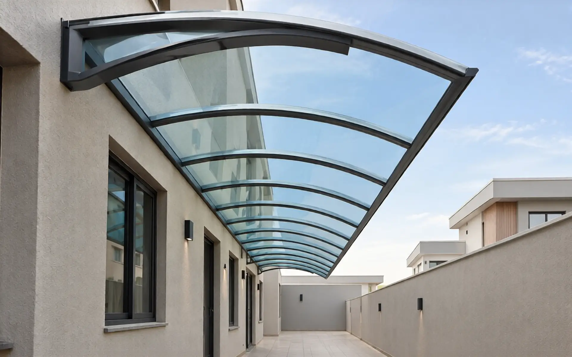 Toldo fixo em policarbonato